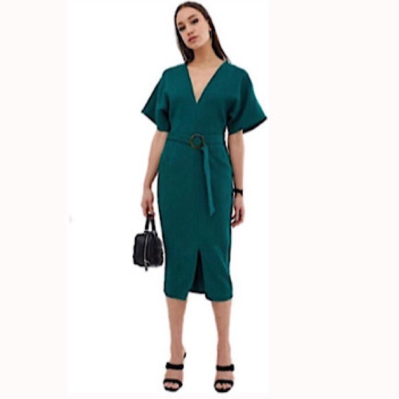 ASOS Tall Emerald Kimono Sleeve Midi & Buckle, 12T - Picture 2 of 4